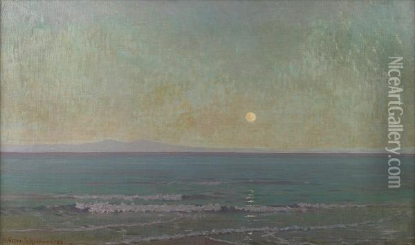 Quiet Moonlight (beyond Catalina Island) Oil Painting - Granville Redmond