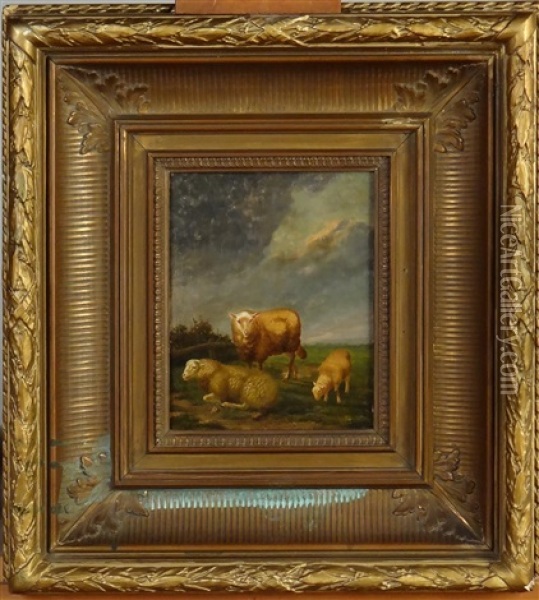 Moutons Oil Painting - Eugene Verboeckhoven