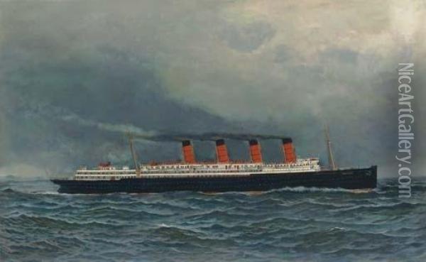 R.m.s. Lusitania Homeward-bound Oil Painting - Antonio Nicolo Gasparo Jacobsen
