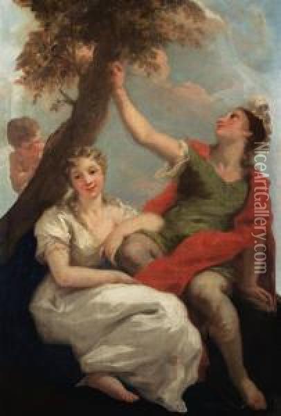 Angelica And Medoro Oil Painting - Giovanni Antonio Pellegrini