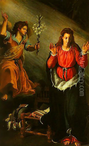 The Annunciation Oil Painting - Alessandro Allori