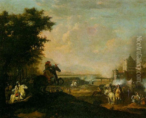 L'assaut De La Forteresse Oil Painting - Jan van Huchtenburg