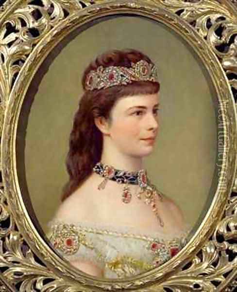 Portrait of the Empress Elizabeth of Austria (1837-98), wife of Franz Joseph (1830-1916) Oil Painting - Theodor Breidwiser or Breitwieser