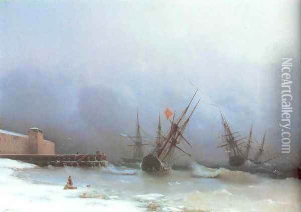 Warning of storma Oil Painting - Ivan Konstantinovich Aivazovsky