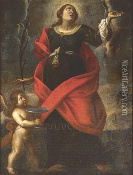 A Female Saint In Supplication Oil Painting - Alessandro Tiarini