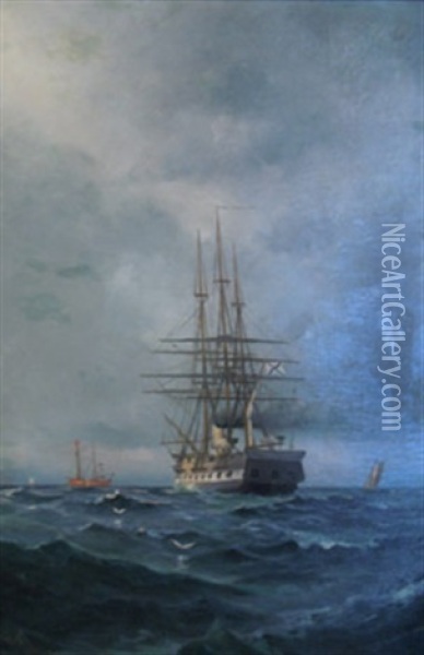 Fartyg Till Sjoss Oil Painting - Ludvig Otto Richarde
