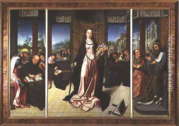 St. Catherine and the Philosophers Oil Painting - Goossen van der Weyden