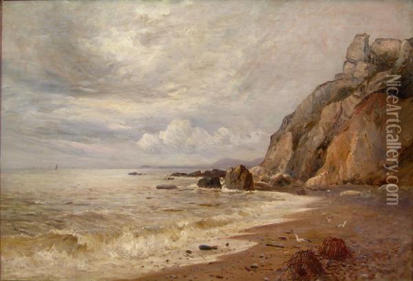 Storm Clearing Off Branscombe (a Sketch) Oil Painting - Gustave de Breanski