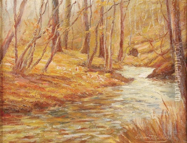 Autumn Landscape With Stream Oil Painting - Edwin Dawes