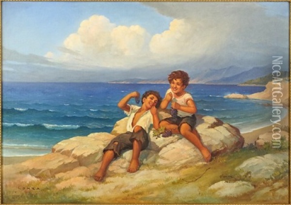 Bay Of Naples Oil Painting - Antonio Lonza