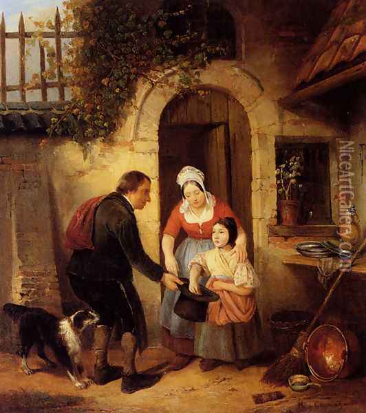 An Offering Oil Painting - Henri Joseph Gommarus Carpentero