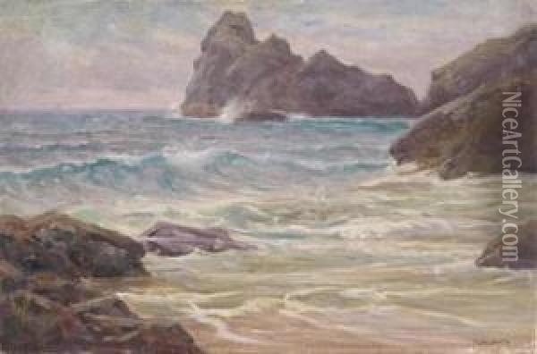 Cornish Coastal Scene Oil Painting - Frederik Golden Short