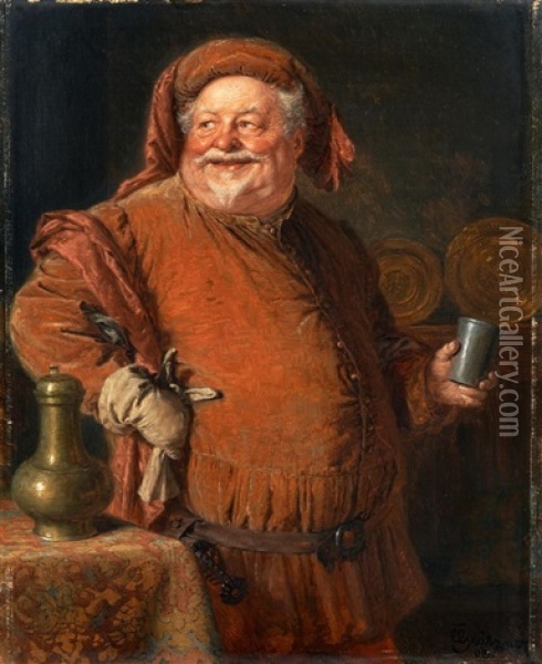 Falstaff Oil Painting - Eduard von Gruetzner