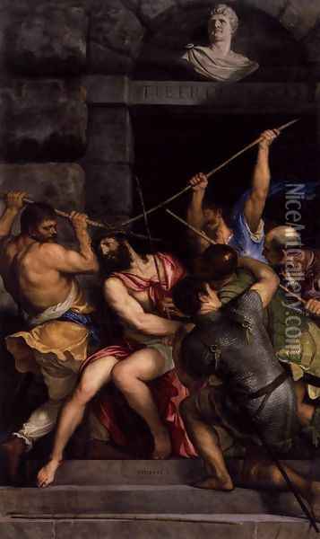 Crowning with Thorns 2 Oil Painting - Tiziano Vecellio (Titian)