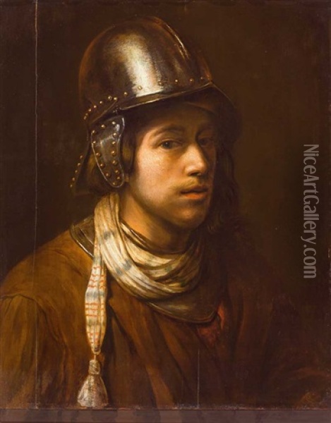 Portrait Eines Jungen Mannes Mit Helm Und Brustharnisch Oil Painting - Wallerant Vaillant