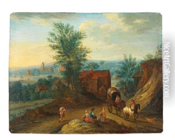 La Sortie Du Village Oil Painting - Isaac Van Oosten