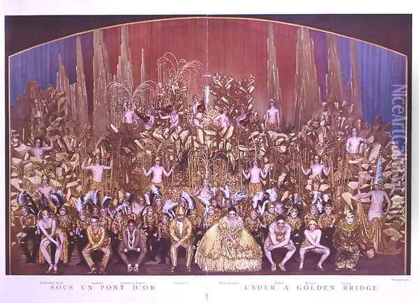 La Revue 'Sous un pont d'or' des Folies Bergeres, 1926-27 Oil Painting - Stanislaus Walery