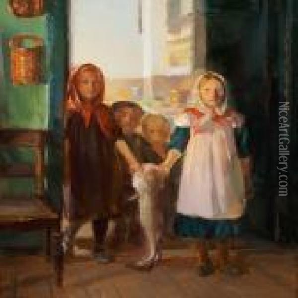 Smapiger Med En Torsk Oil Painting - Anna Ancher