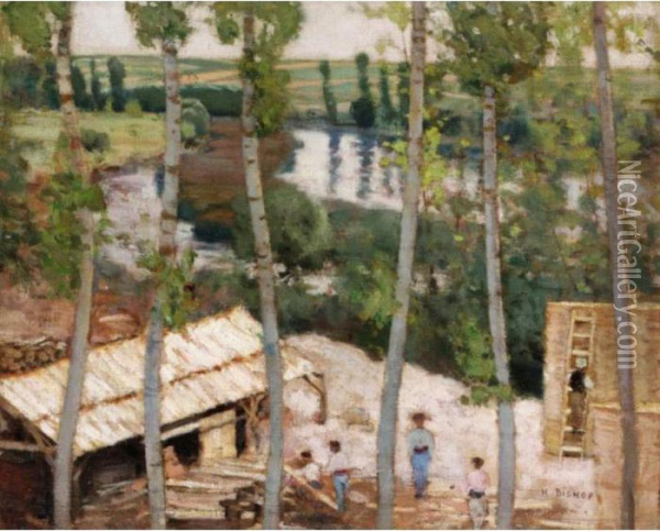 The Timber Yard Oil Painting - Henry Bishop