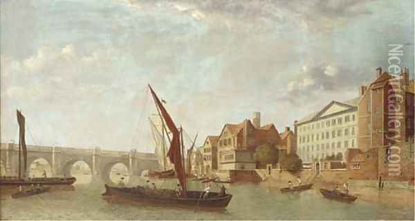 Old Westminster Bridge Oil Painting - Samuel Scott
