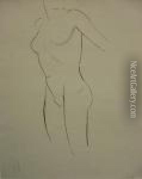 Female Nude Study Oil Painting - Eric Gill