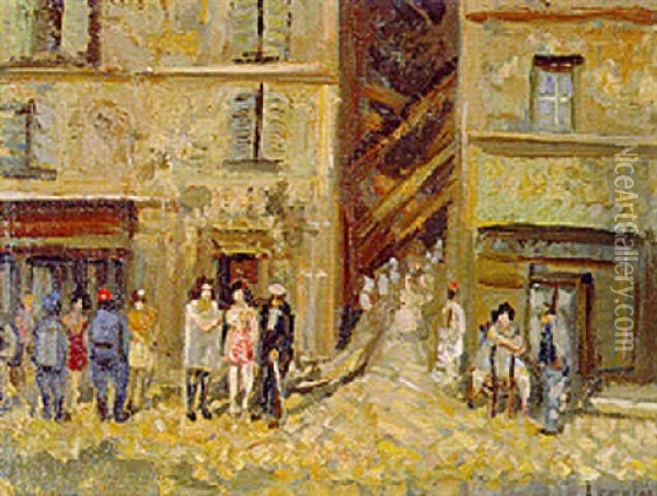 Rue Chaude A Marseille Oil Painting - Marcel Francois Leprin