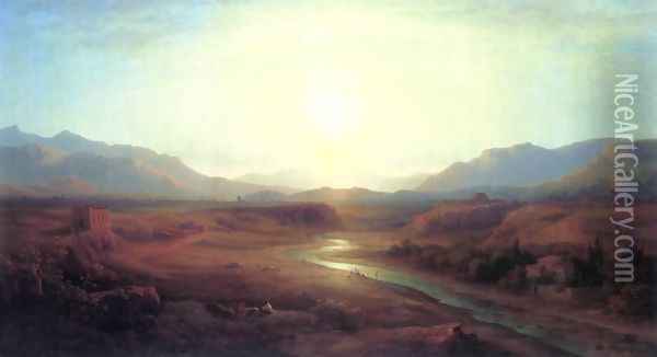 Italian Landscape 1873 Oil Painting - Antal Ligeti