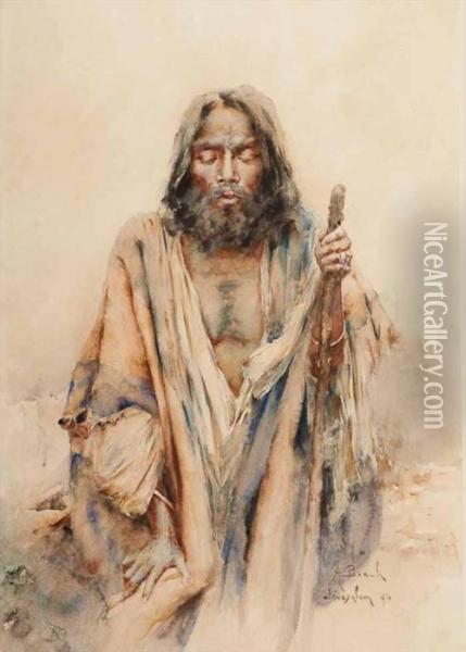 The Beggar, Jerusalem Oil Painting - Alphonse Birck