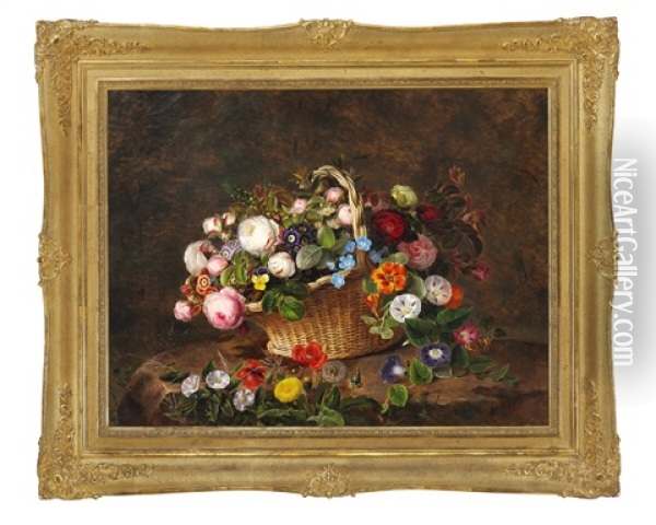 Flower Still Life Oil Painting - Johan Laurentz Jensen