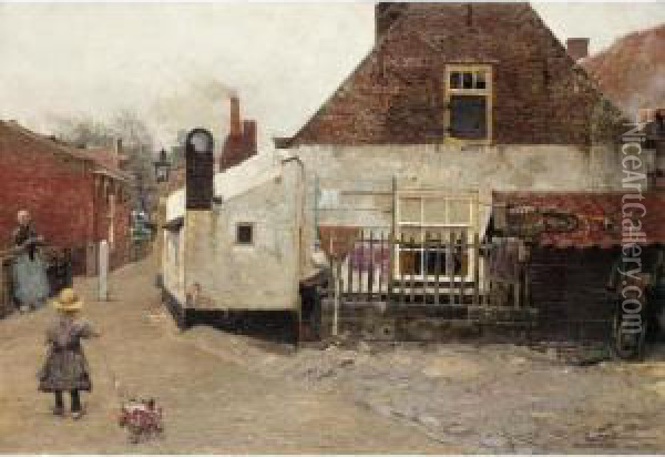 Dutch Village Scene Oil Painting - Hans Herrmann
