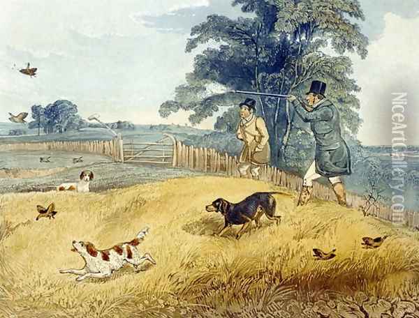 Flushing Birds, plate from 'Partridge Shooting' Oil Painting - Henry Thomas Alken