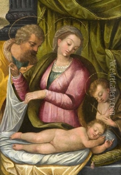 La Sainte Famille Avec Saint Jean-baptiste Enfant Oil Painting - Lucca Longhi