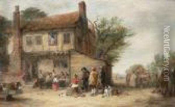 Outside The Inn Oil Painting - William Frederick Witherington