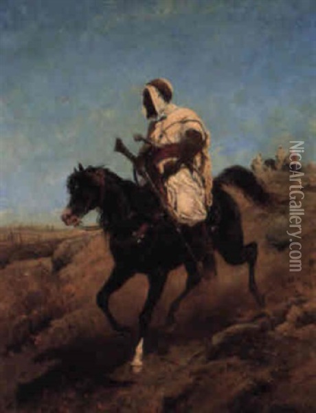 An Arab Scout Oil Painting - Adolf Schreyer