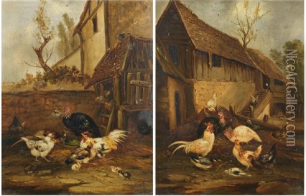 Scenes De Basse-cour (pair) Oil Painting - Philibert-Leon Couturier