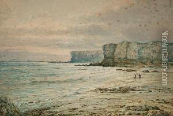 Figures On A Coastline Oil Painting - Bernard Benedict Hemy