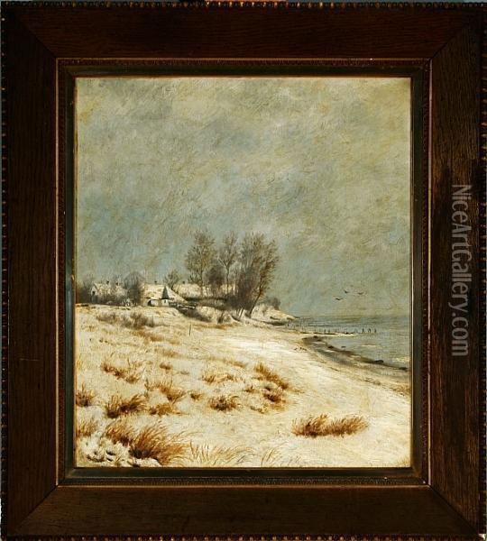 A Danish Coastal Scenery At Wintertime Oil Painting - Vilhelm Georg Groth