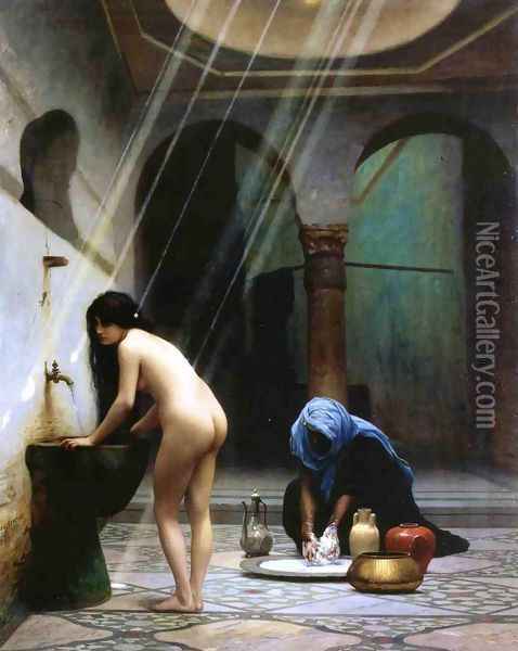 A Moorish Bath Turkish Woman Bathing No 2 Oil Painting - Jean-Leon Gerome