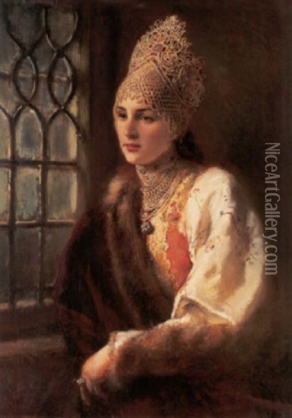 The Boyarina Oil Painting - Konstantin Egorovich Makovsky
