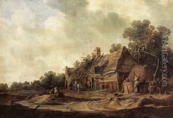 Peasant Huts with a Sweep Well 1633 Oil Painting - Jan van Goyen