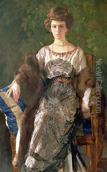 Portrait of Ewfimia Nosova, 1911 Oil Painting - Konstantin Andreevic Somov