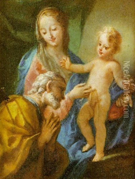 La Sacra Famiglia Oil Painting - Pietro Antonio Magatti