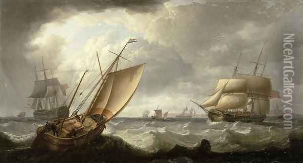 Dutch Galliot and English shipping off Penzance Oil Painting - Charles Martin Powell