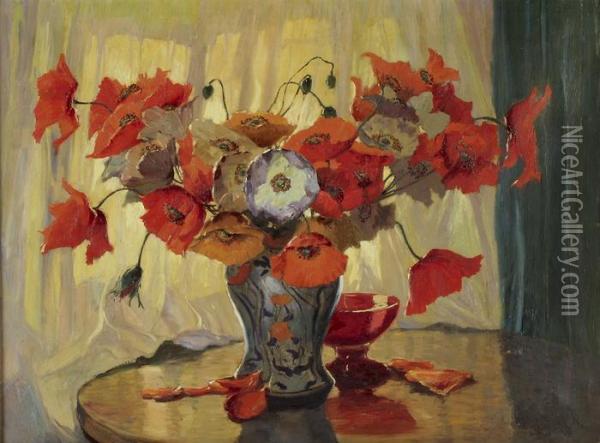 Mohnblumen In Einer Vase Oil Painting - Rudolph Jelinek