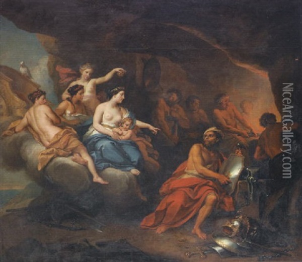 Le Feu Ou Venus Demandant A Vulcuain Des Armes Pour Enee Oil Painting - Louis de Boulogne the Younger