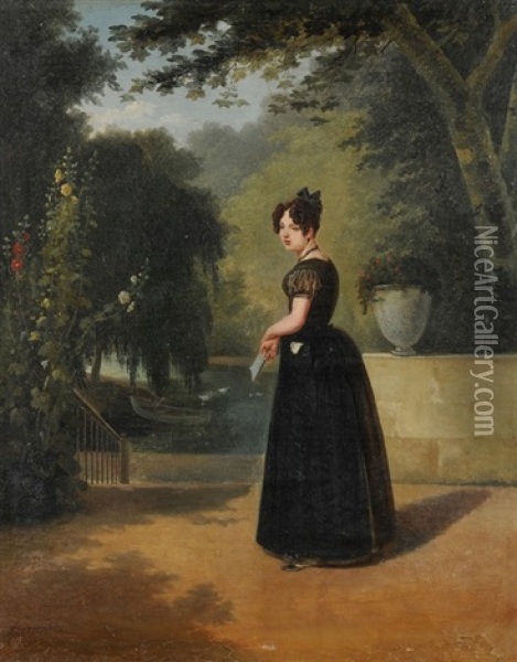 Junge Frau Im Park Oil Painting - Jean-Francois Dunant