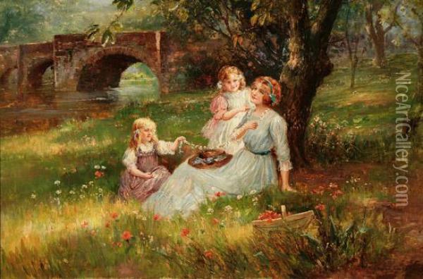 The Daisy Chain Oil Painting - Maude Scanes Goodman