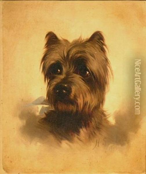(i) Terrier Portrait Oil Painting - Hermann Gustave Simon