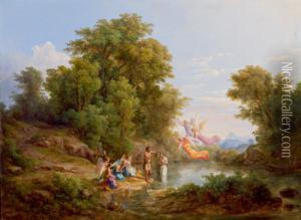 Battesimo Di Cristo Da Giovanni Battista Nel Giordano Oil Painting - Karl I Marko