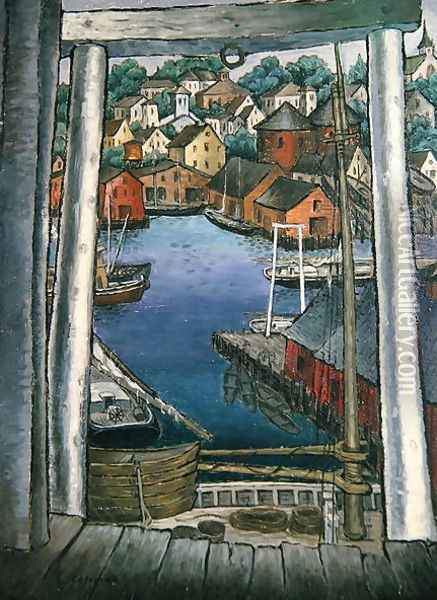 Gloucester Harbour, c.1925 Oil Painting - Glenn O Coleman
